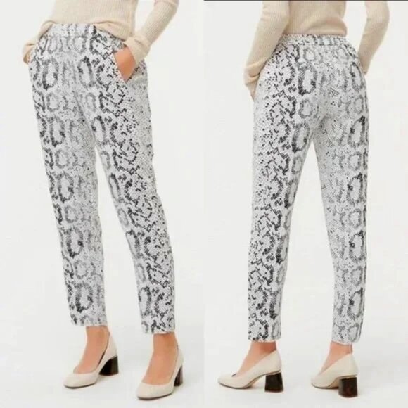 NWT J. Crew Jamie Elastic Waist Snakeskin "Serpentine" Pant Size 12 - Picture 1 of 10